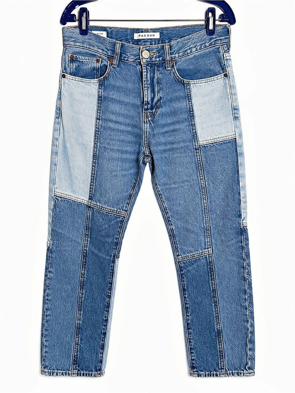 PacSun Colorblock Slim Taper Jeans Blue & White Waist 29